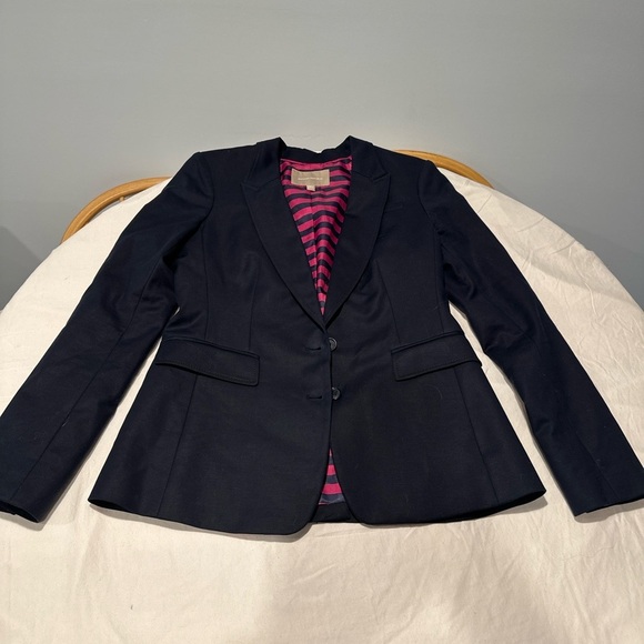 Banana Republic Women’s Tailored Blazer Jacket Size 10 Black Pink Striped Lining - Picture 1 of 7